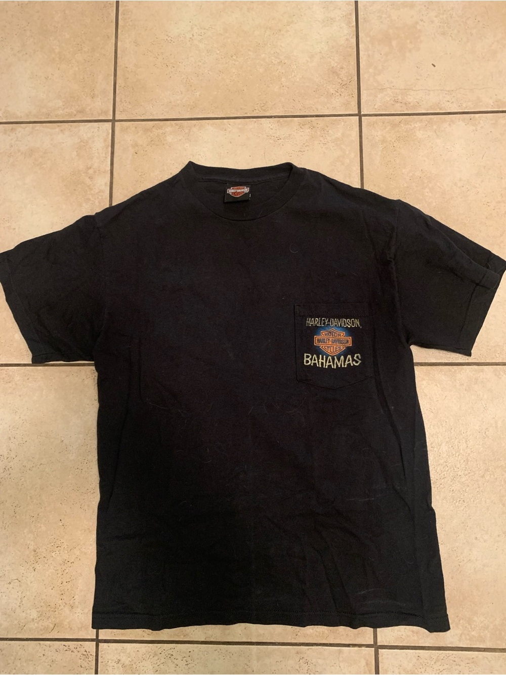 Harley-Davidson Black Short Sleeve Pocket Tee with Bahamas Patch